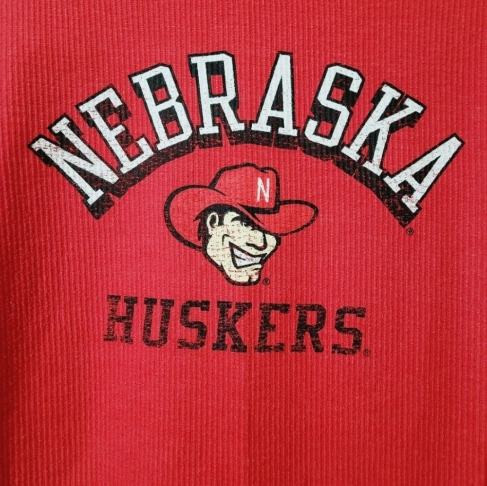 Champion Nebraska Huskers Red Long Sleeve Waffle Knit Shirt Women’s Size Medium - Picture 6 of 9